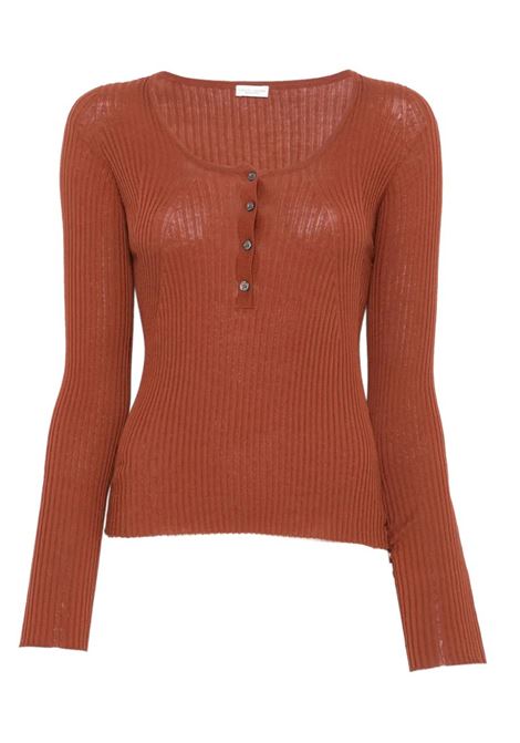 maglia serafino donna mattone ROBERTO COLLINA | 261FXA0821555